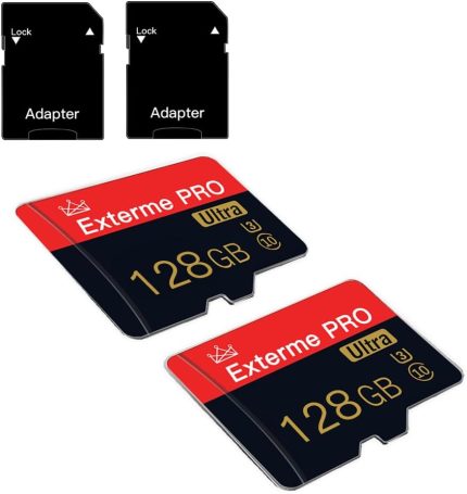 2 Pack Micro SD Card 128GB Class 10 with SD Adapter High Speed Memory Card for Tablet,Camera,Drone