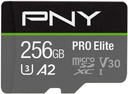 PNY P-SDU256V32100PRO-GE 256GB PRO Elite Class 10 U3 V30 microSDXC Flash Memory Card - 100MB/s, Class 10, U3, V30, A2, 4K UHD, Full HD, UHS-I, Micro SD