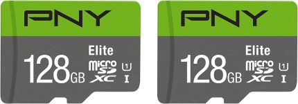 PNY 128GB Elite Class 10 U1 microSDXC Flash Memory Card - 100MB/s, Class 10, U1, Full HD, UHS-I, Micro SD (Pack of 2)