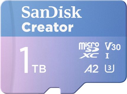 SanDisk 1TB Creator microSD UHS-I Card with SD Adapter - Up to 190MB/s, for Cameras and Drones, 4K, 5.3K, A2, V30, U3, 3 Months of Adobe Lightroom Included - SDSQXAV-1T00-GN6MS